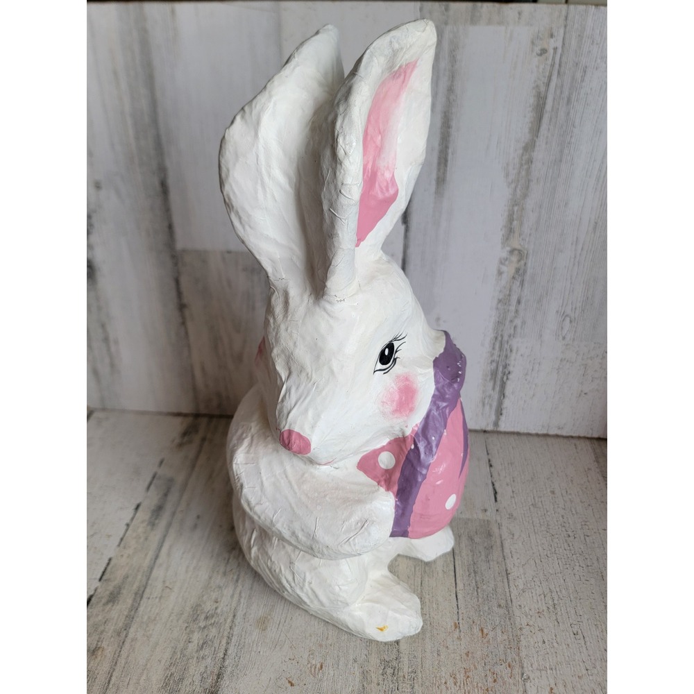 Easter bunny paper mache egg vintage spring home decor rabbit home decor
